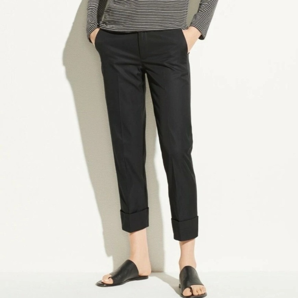 Vince Black Italian Wool Blend Cuffed Ankle Trousers V473221483 Womens 14 - Picture 2 of 12